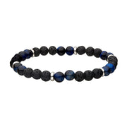 Lava & Tiger Eye Blue Beads Bracelet