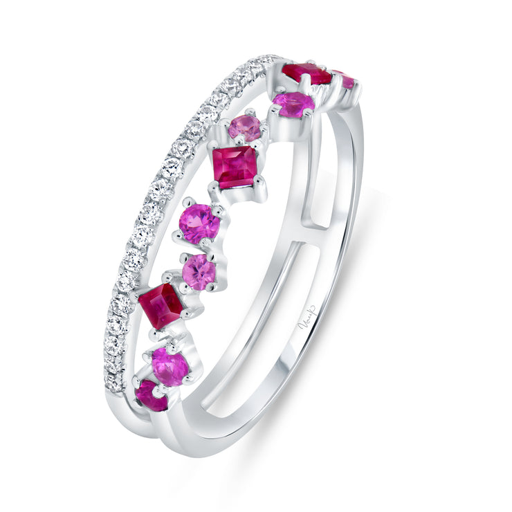 Uneek Precious Collection Princess Cut Ruby Fashion Ring