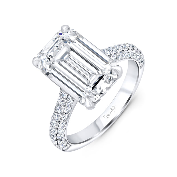 Uneek Signature Collection 3-Sided Emerald Cut Diamond Engagement Ring