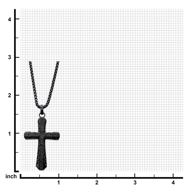 Steel Black Carbon Graphite Sepulchre Cross Pendant